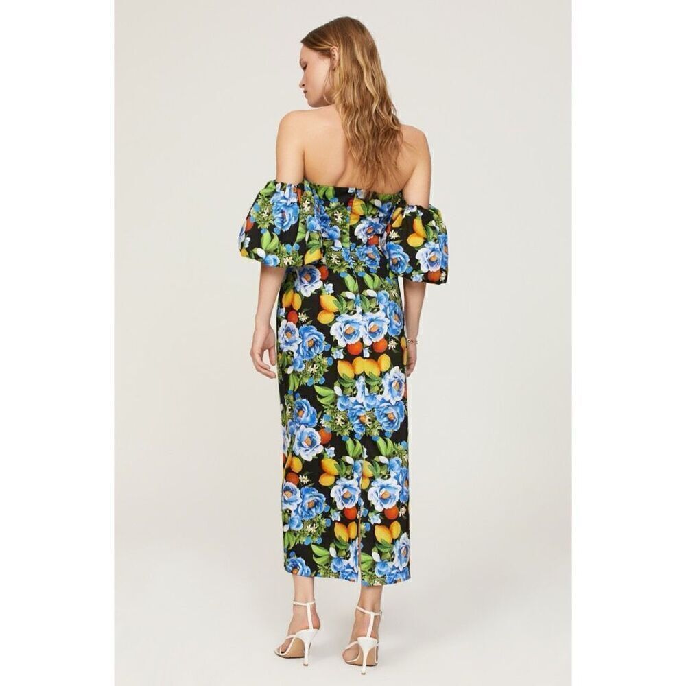 BORGO DE NOR Tati Off Shoulder Peonia Black Cotton Dress - Picture 3 of 16